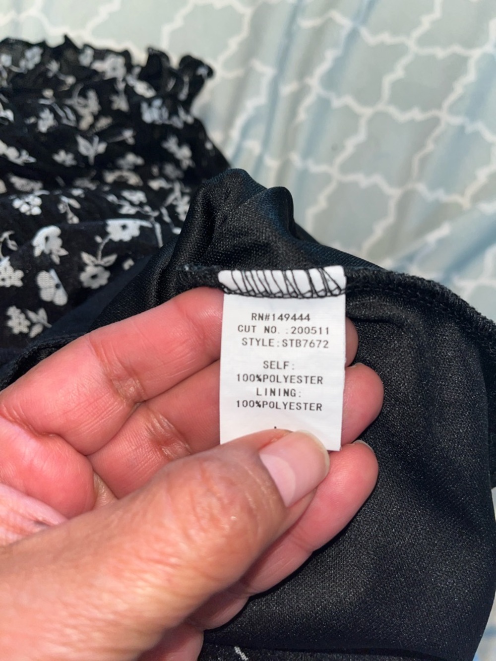 Black Floral Square-Neck Puff Sleeve Top - Picture 5 of 6